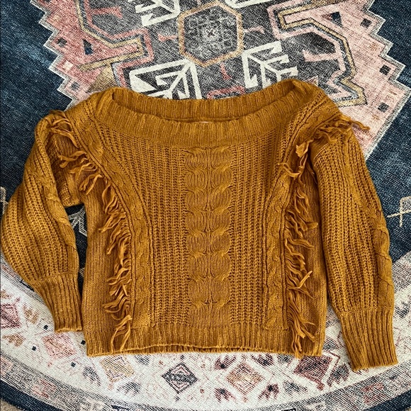 Willow and Root by Buckle Off-the-Shoulder Mustard Sweater - Picture 1 of 1